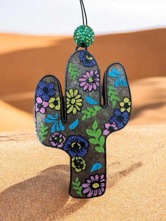 Floral Print Cactus Car Freshie