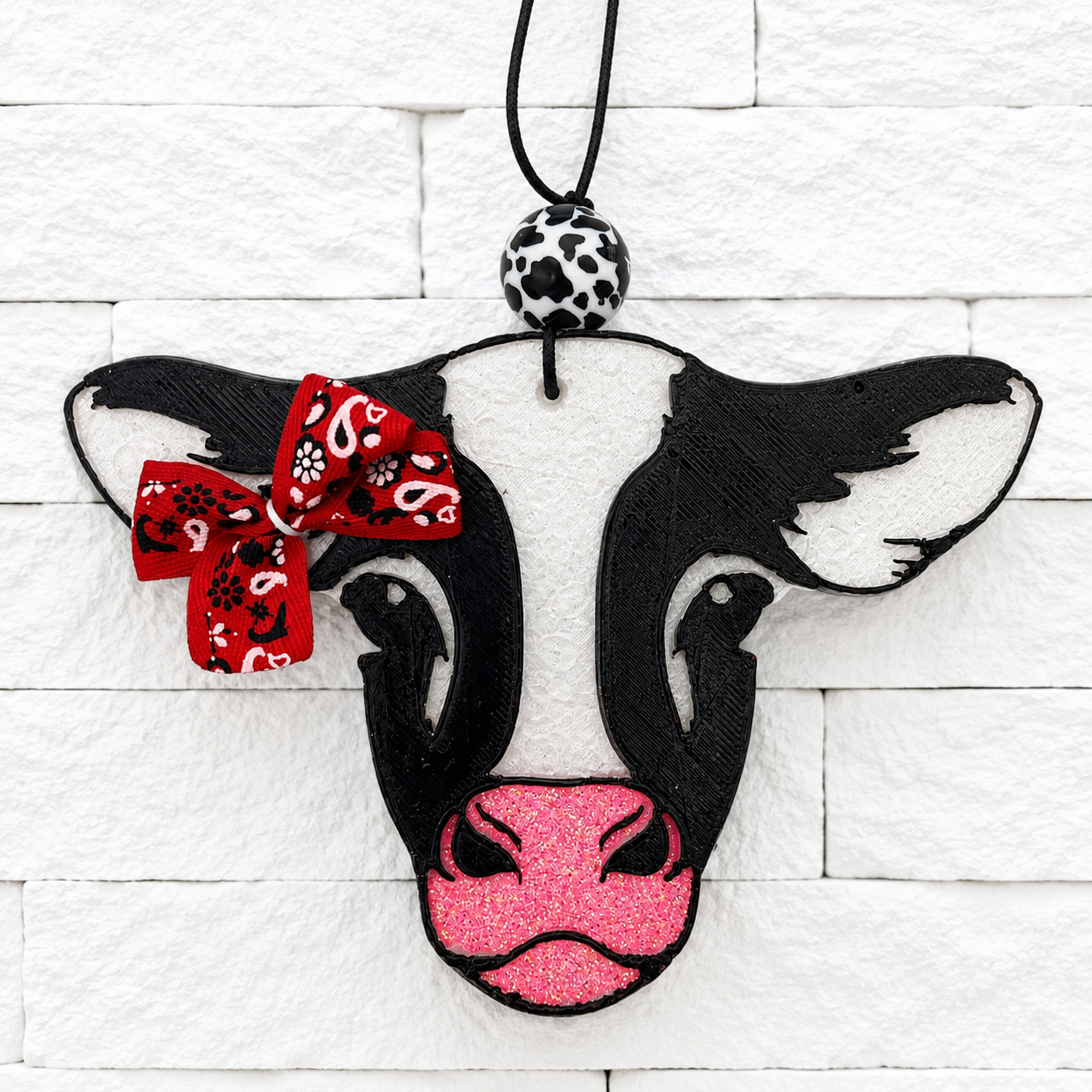 Cute Black & White Cow Car Freshie | Handcrafted Cow Air Freshener | Farmhouse Car Decor | Western Car Accessory | Gift for Cow Lovers