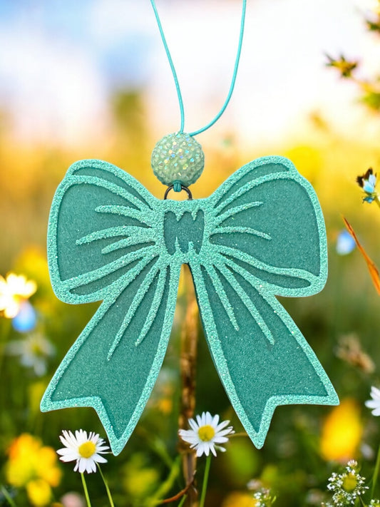 Teal Bow Car Freshie