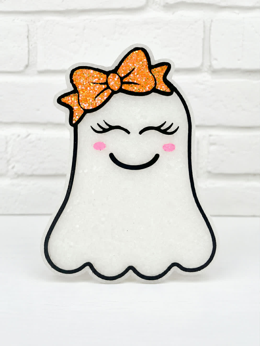 Cute Ghost Girl Halloween Car Freshener | Handmade Glitter Ghost Air Freshener | Spooky Cute Fall Car Accessory