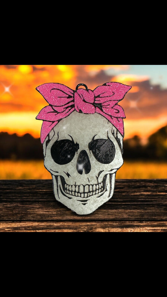 Skull w/Bow Car Freshie