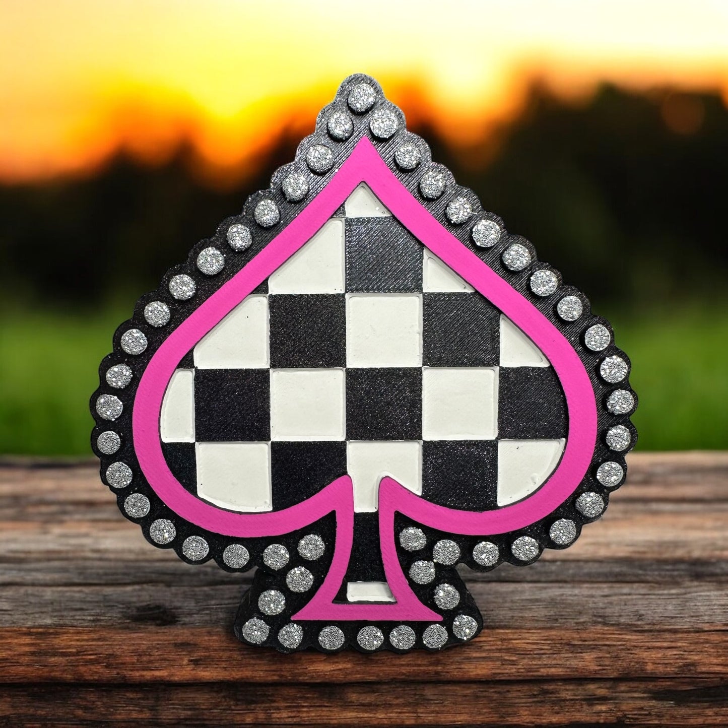 Checkered Spade Car Freshie