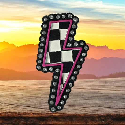 Checkered Lightning Bolt Car Freshie