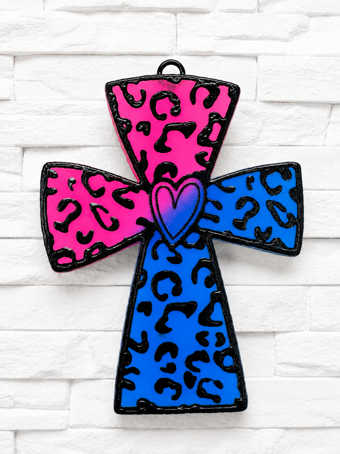 Pink & Blue Leopard Cross Car Freshie | Faith Cross Air Freshener | Christian Car Accessory | Cowgirl Car Decor