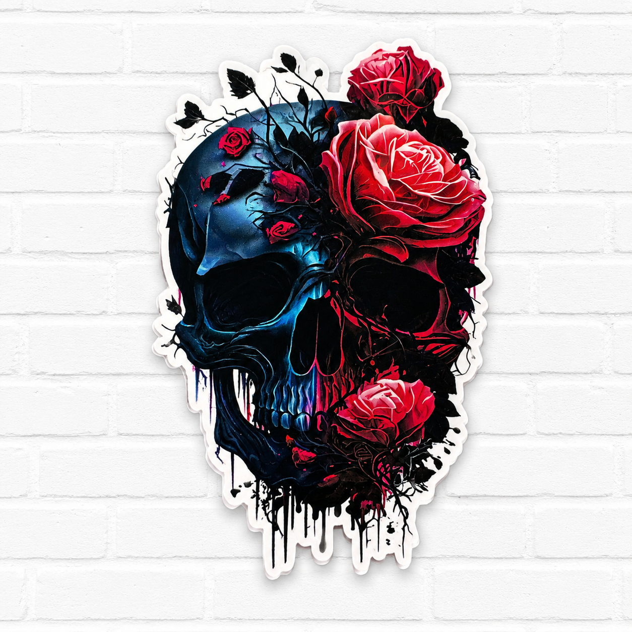 Dark Rose Skull Car Freshie | Gothic Skull with Red Roses Air Freshener | Floral Gothic Car Freshie