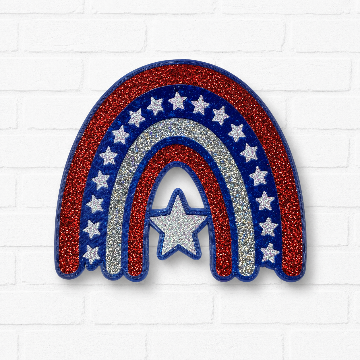 Patriotic Rainbow Car Freshie | Red White & Blue Glitter Air Freshener | Handmade Fourth of July Car Charm