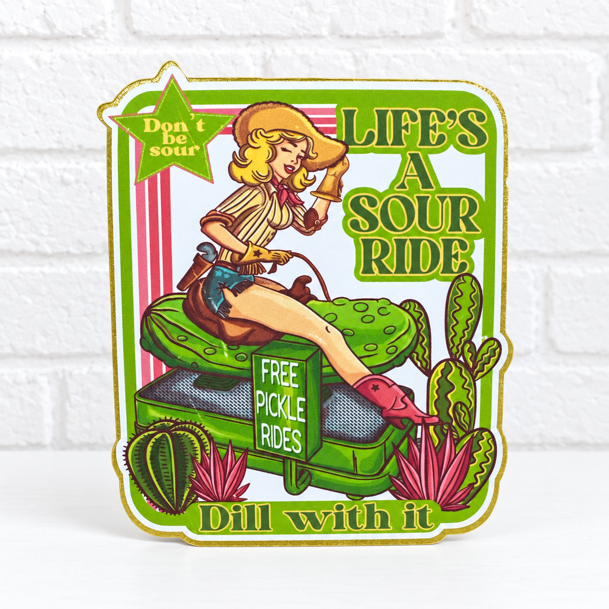 Life’s a Sour Ride Cowgirl Pickle Car Freshie | Funny Western Air Freshener