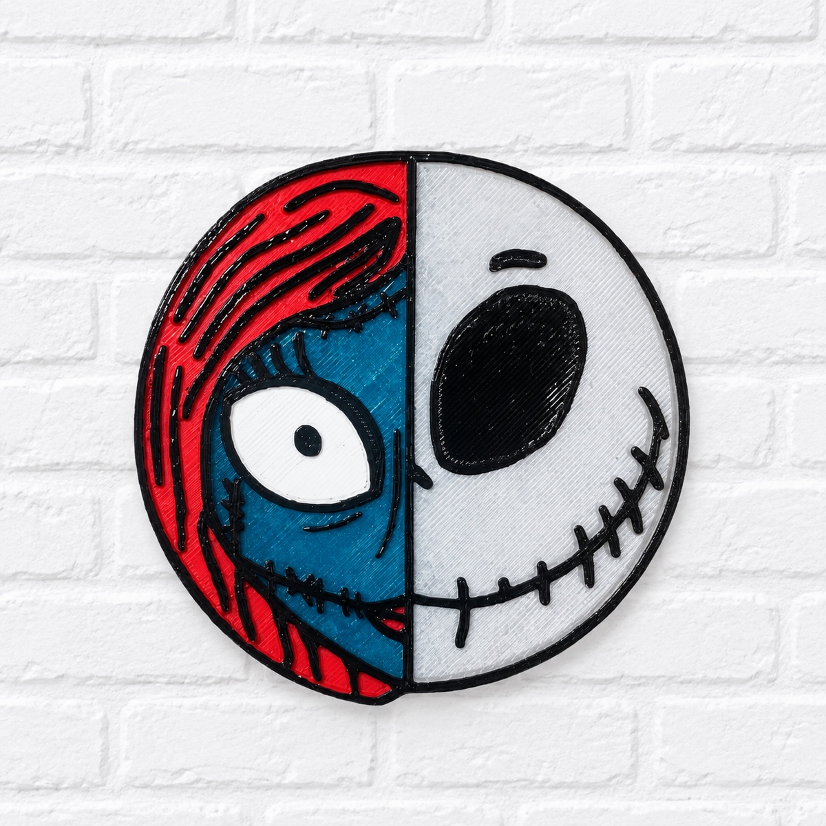 Stitched Skull & Doll Car Freshie | Gothic Halloween Car Air Freshener