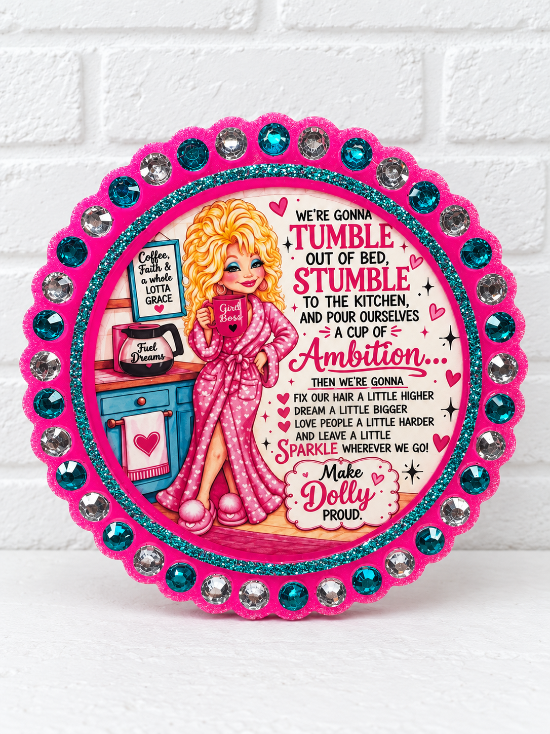 Make Dolly Proud Car Freshie – Pink & Teal Rhinestone Air Freshener