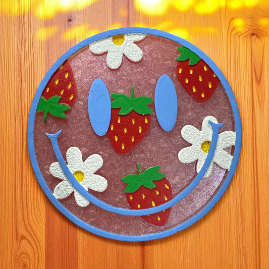 Floral Strawberry Smiley Car Freshie