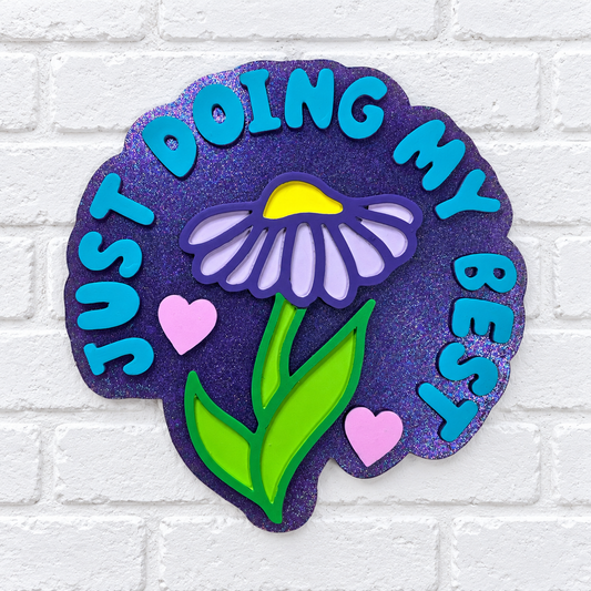 Just Doing My Best Flower Car Freshie – Purple Glitter Positive Quote Air Freshener