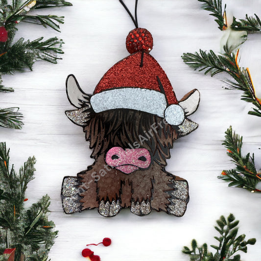 Highland Cow Christmas Car Freshie