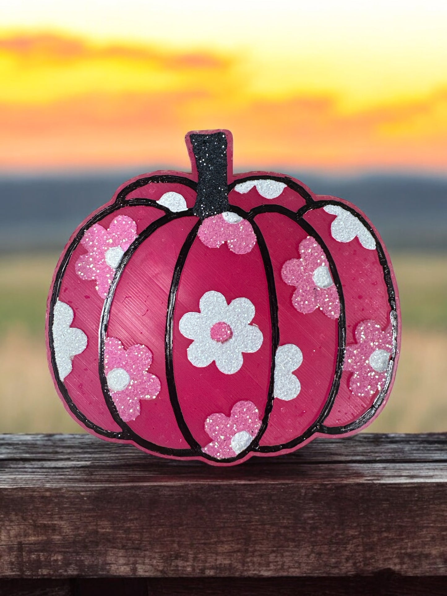 Pink Floral Pumpkin Car Freshie