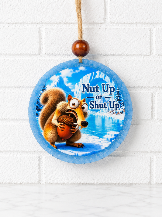 Nut Up or Shut Up Funny Squirrel Car Freshie | Handmade Aroma Bead Air Freshener