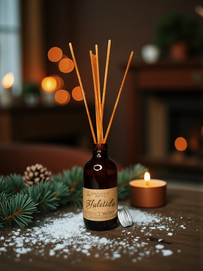 *YULETIDE* - REED DIFFUSER & ROOM SPRAY -- Patchouli, Clove, Vanilla, Orange -- Moon Water Apothecary