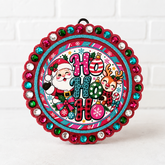 Ho Ho Ho Car Freshie – Santa & Reindeer Christmas Design