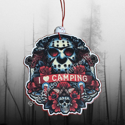 Jason Horror Themed I Love Camping Car Freshie