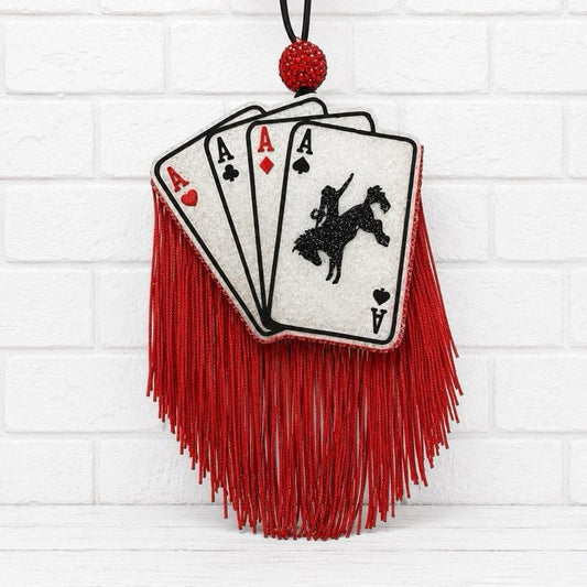 Western Roy Bronc Rider Air Freshener | Red Fringe Hanging Freshie | Handmade Auto Air Freshener