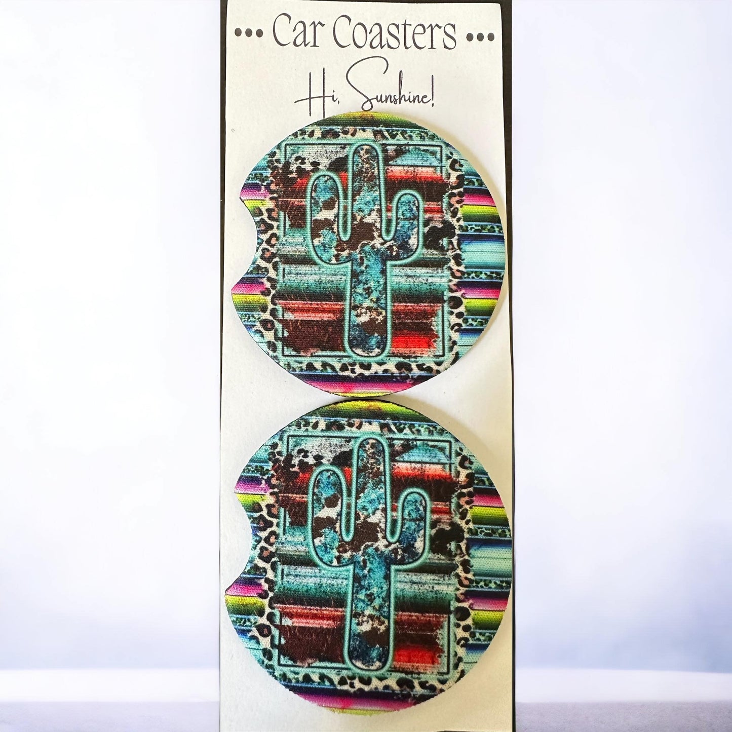 Serape Cactus Car Coaster Set