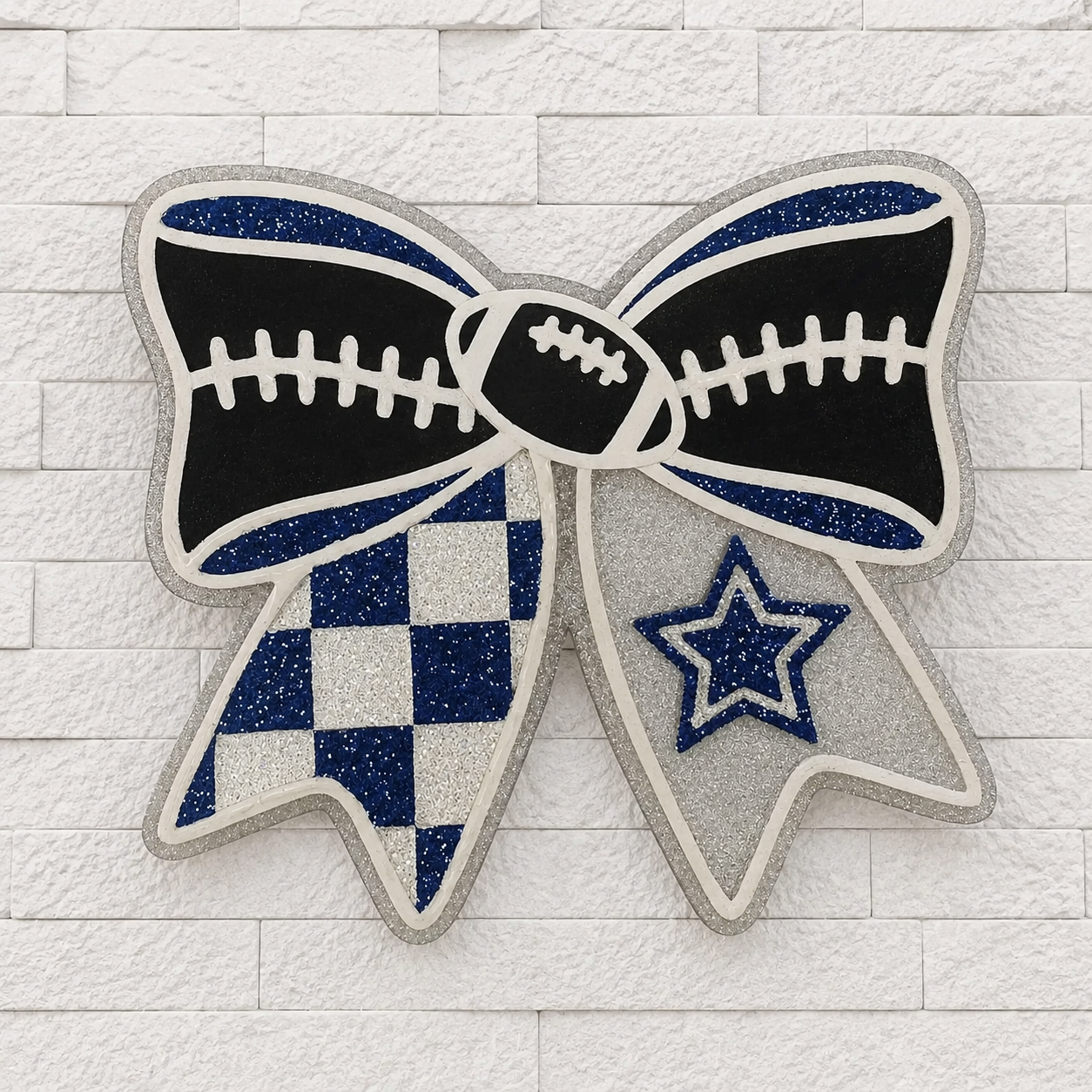 Dallas Football Bow Car Freshie | Blue & Silver Glitter Bow Air Freshener
