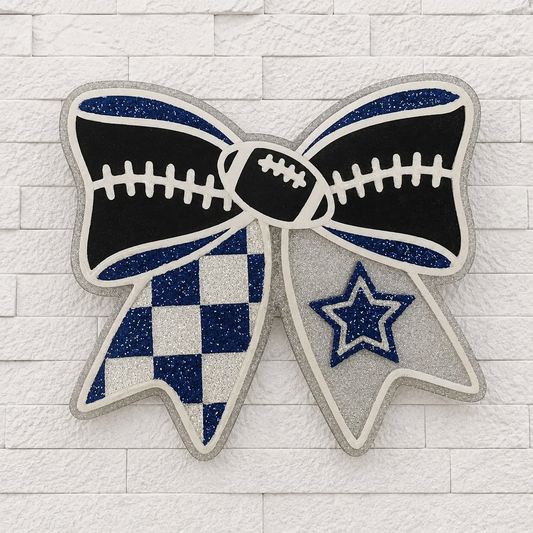 Dallas Football Bow Car Freshie | Blue & Silver Glitter Bow Air Freshener