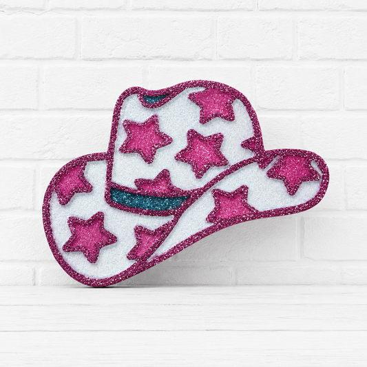 Pink Glitter Cowboy Hat Car Freshie | Western Cowgirl Air Freshener | Sparkly Rodeo Car Freshie | Handmade Auto Air Freshener