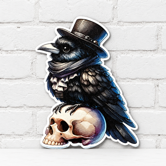 Gothic Raven on Skull Car Freshie | Dark Academia Raven Air Freshener