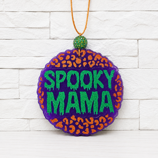 Spooky Mama Halloween Car Freshener | Handmade Glitter Air Freshener | Cute Halloween Car Accessory | Fall Car Scent