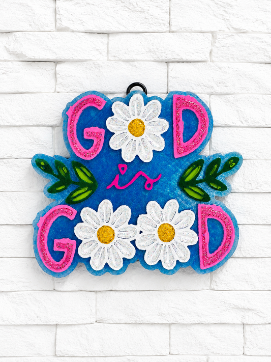 God Is Good Christian Floral Car Freshie | Handmade Daisy Car Air Freshener