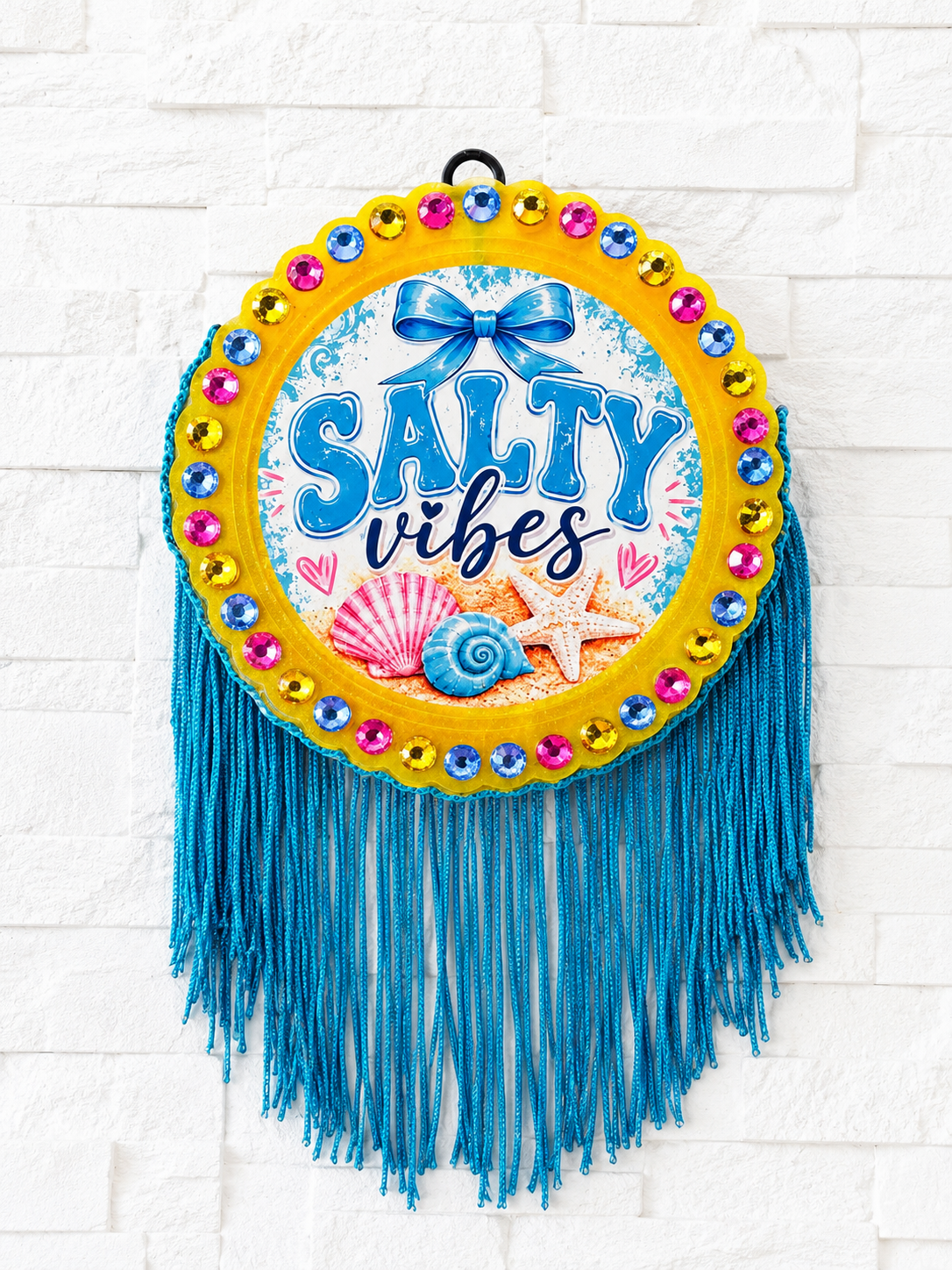 Salty Vibes Beach Car Freshie | Handmade Coastal Fringe Air Freshener | Summer Beach Decor