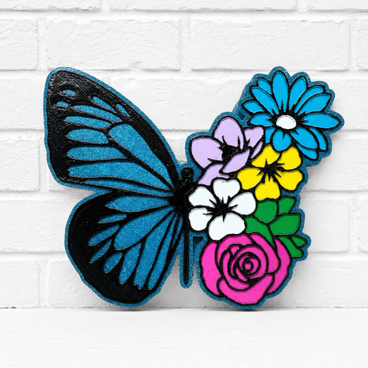Blue Butterfly Floral Freshie | Butterfly Car Air Freshener | Handmade Flower Freshie | Colorful Car Accessory | Nature Lover Gift