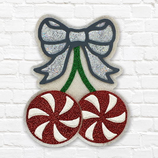 Peppermint Candy Bow Freshie | Handmade Christmas Car Air Freshener | Glitter Holiday Scented Freshie
