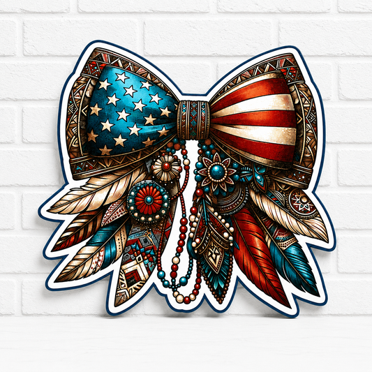 Patriotic Boho Bow Car Freshie | American Flag Bow Air Freshener | Western 4th of July Car Accessory