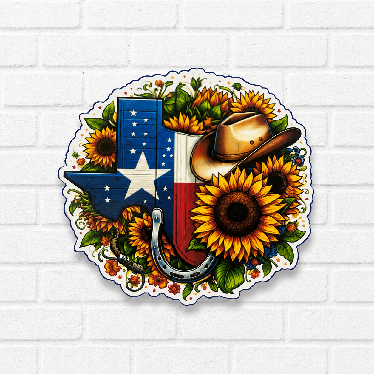 Texas Sunflower Car Freshie | Western Texas Air Freshener | Cowboy Hat & Horseshoe | Handmade Car Freshener