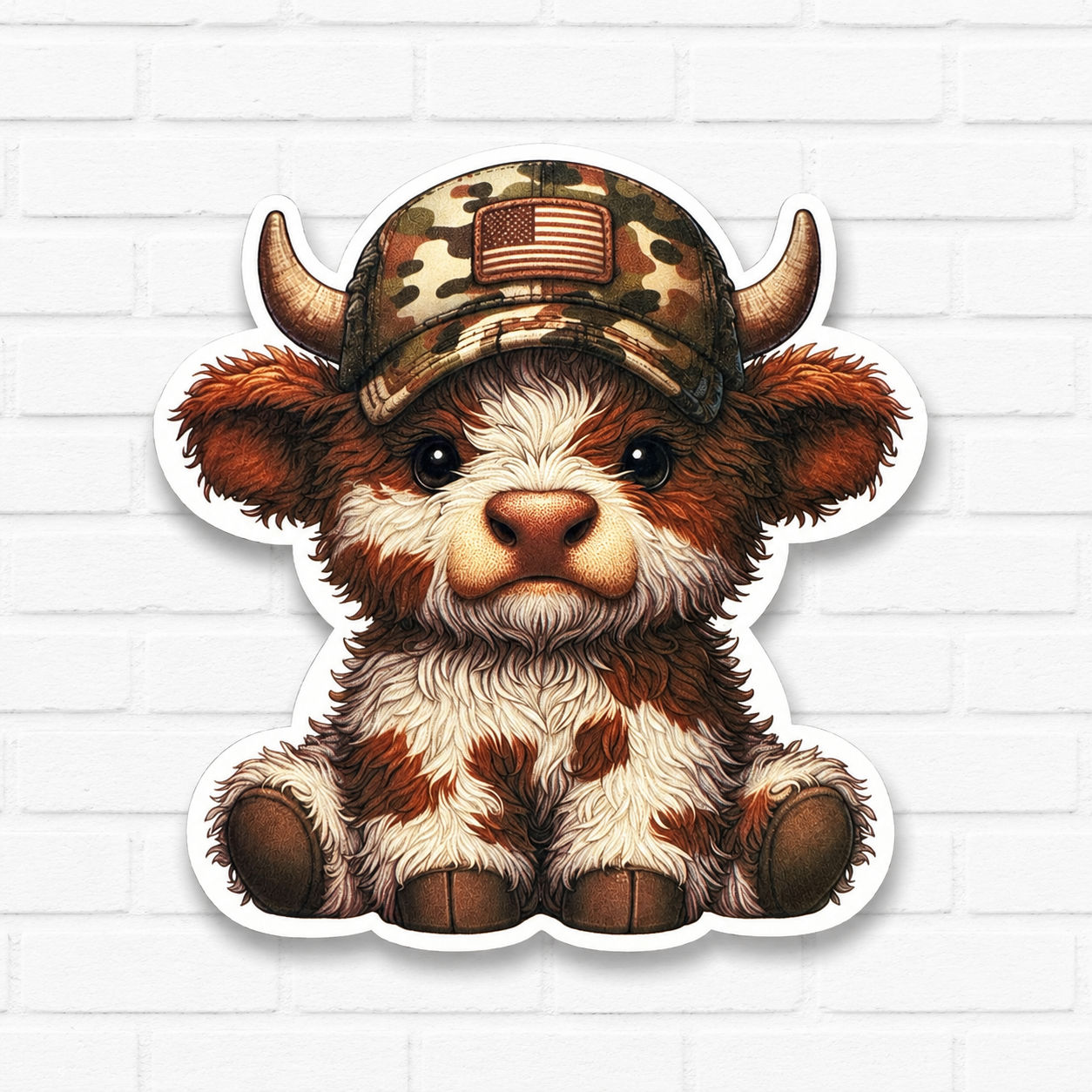 Camo Highland Cow Car Freshie | Cute Highland Cow Air Freshener | American Flag Hat | Handmade Country Car Accessory