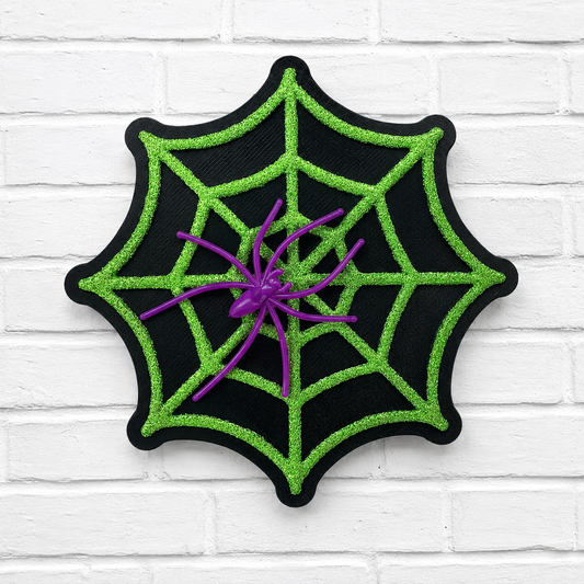 Halloween Spider Web Car Freshie with Purple Spider | Glitter Air Freshener | Spooky Halloween Car Scent