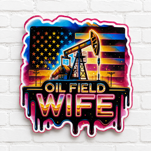 Oil Field Wife Car Freshie | Pumpjack & American Flag Freshener | Western Oilfield Wife Hanging Air Freshener | Custom Scent Car Accessory