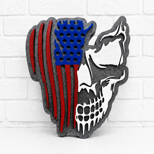 American Skull Flag Car Freshie | Patriotic Skull Air Freshener | Handmade USA Car Freshener | Veteran Gift