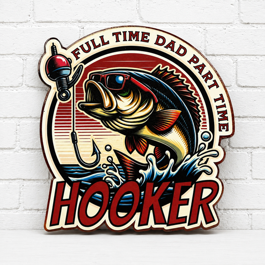 Full Time Dad Part Time Hooker Car Freshie | Funny Fishing Air Freshener | Bass Fishing Gift for Dad | Fisherman Car Freshener