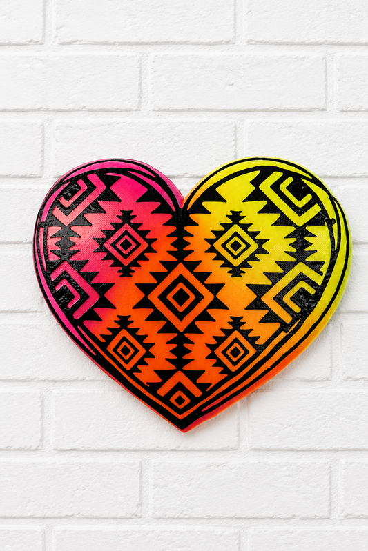 Neon Aztec Heart Car Freshie | Southwestern Heart Air Freshener | Handmade Vehicle Freshener