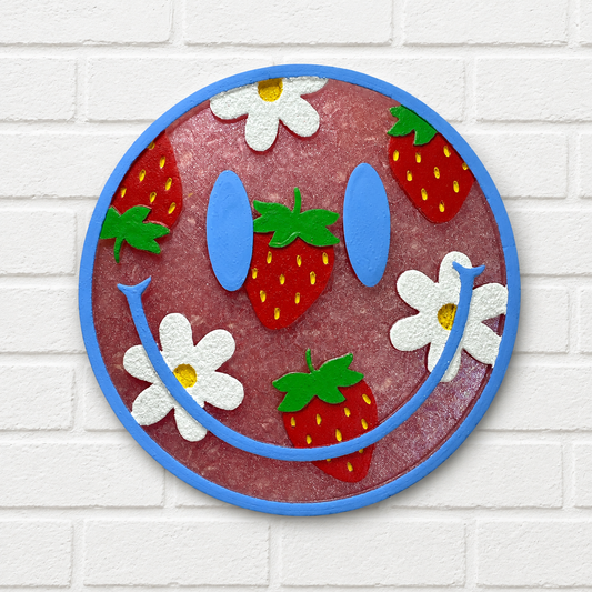 Strawberry Smiley Face Car Freshie | Cute Daisy Air Freshener | Handmade Strawberry Car Freshener
