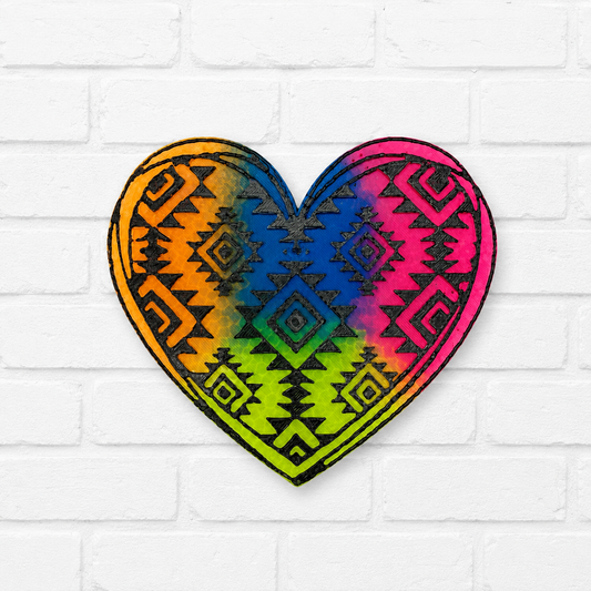 Rainbow Aztec Heart Car Freshie | Boho Southwestern Air Freshener | Handmade Scented Car Charm
