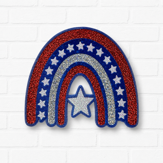 Patriotic Rainbow Car Freshie | Red White & Blue Glitter Air Freshener | Handmade Fourth of July Car Charm