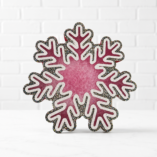 Pink Glitter Snowflake Car Freshie | Christmas Car Air Freshener | Winter Snowflake Freshie