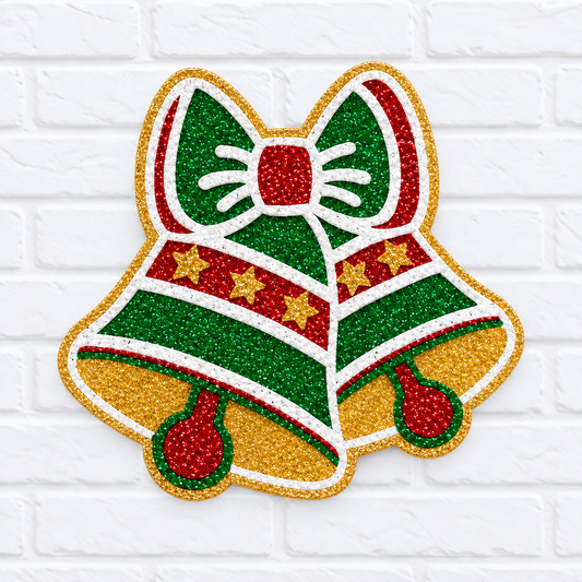 Christmas Bells Car Freshie – Red, Green & Gold Glitter Holiday Air Freshener