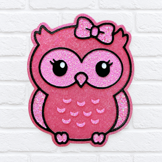 Pink Glitter Owl Car Freshie – Cute Bow Owl Scented Air Freshener