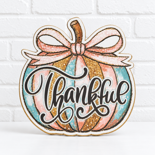 Thankful Pumpkin Car Freshie | Pink & Teal Fall Air Freshener