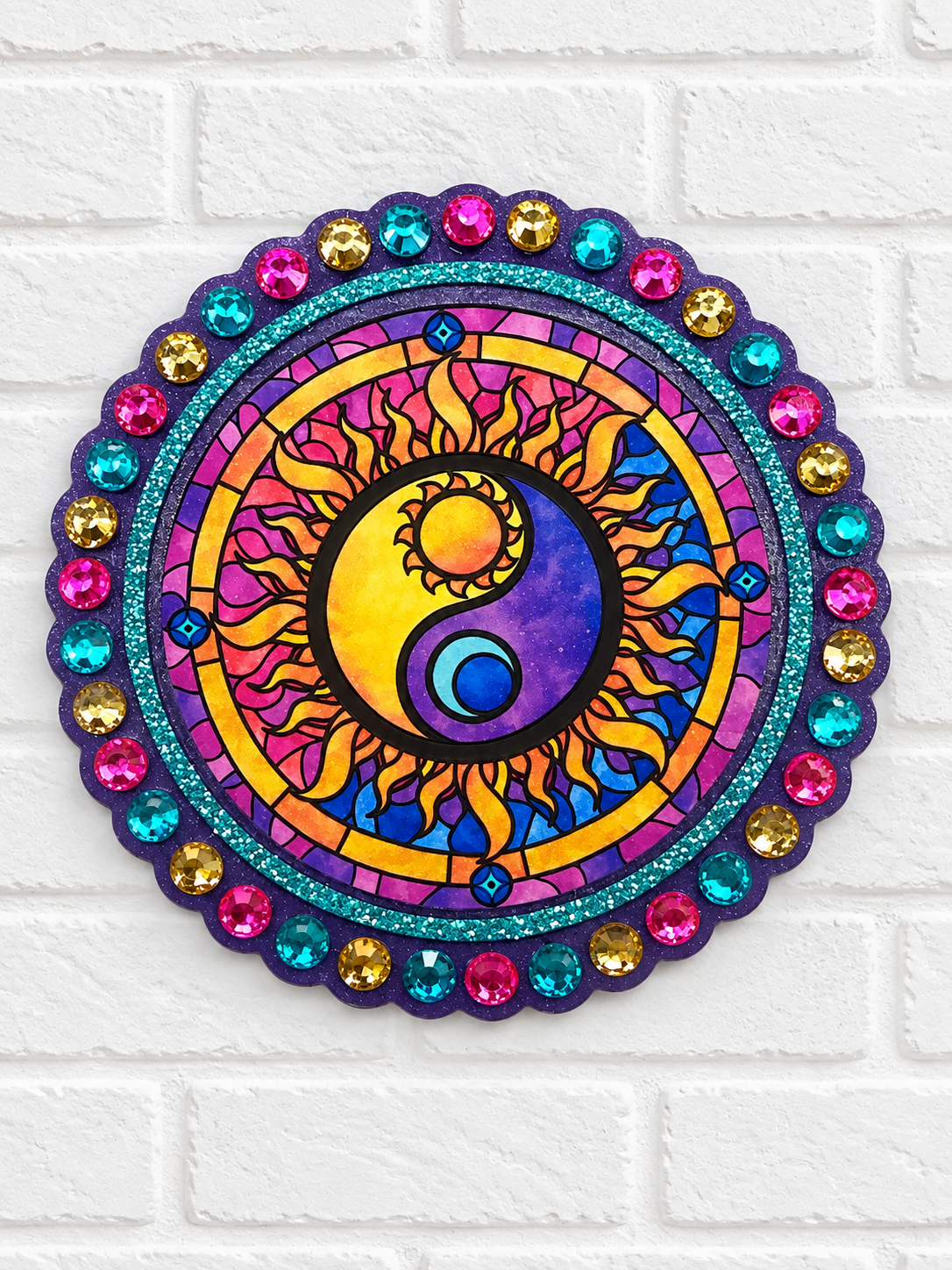 Sun & Moon Yin Yang Car Freshie – Purple Rhinestone Air Freshener