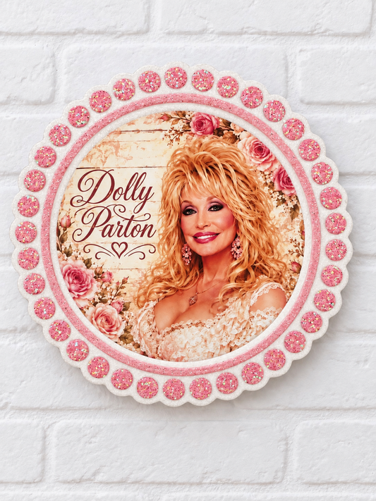 Dolly Parton Floral Car Freshie – Pink & White Glitter Air Freshener