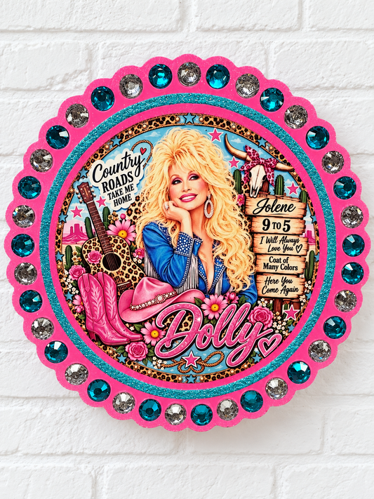 Dolly Western Car Freshie – Pink & Teal Rhinestone Air Freshener